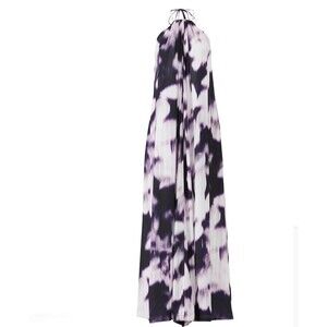KAUFMANFRANCO Purple Halter Maxi Dress Size M  Backless Sundress Designer $1995